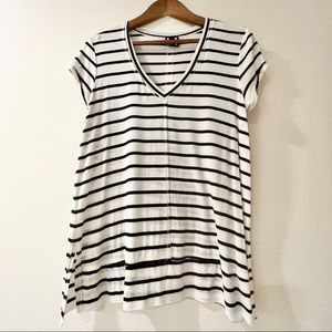 H by Bordeaux Black and White Striped Shirt Size Medium NORDSTROM